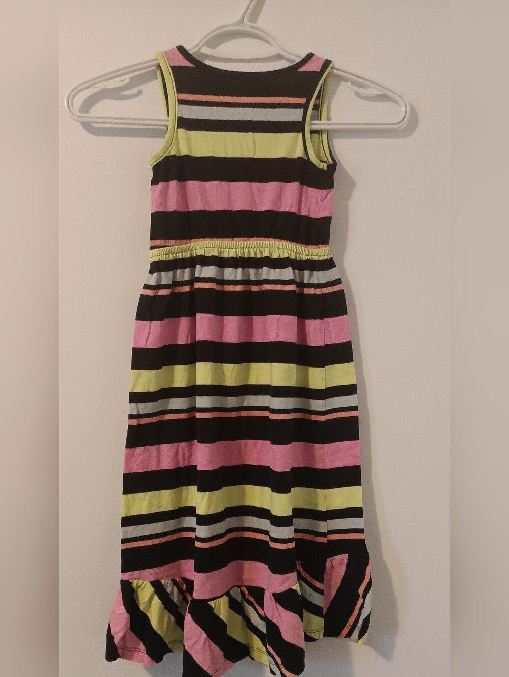 4 For 20$ Circo Girls' Black Stripe Tank Dress with Pink and Lime Stripes - Picture 5 of 5